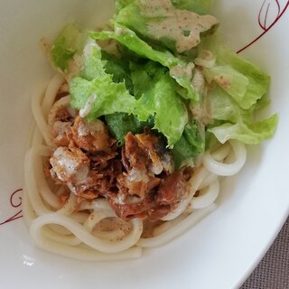 簡単すぎる！さば缶サラダうどん